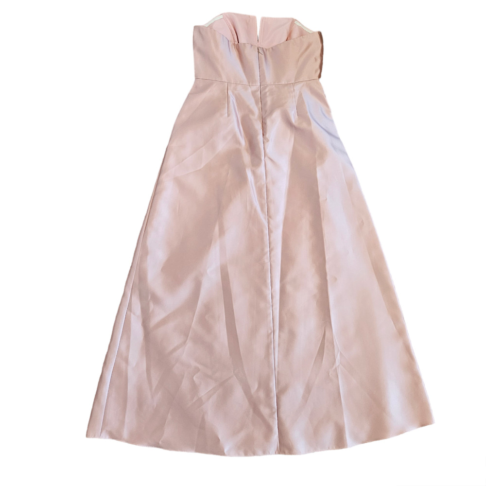 Alfred Sung Satin Twill Strapless‎ Notch Dress Pockets in Toasted Sugar Size 16 - Picture 2 of 10